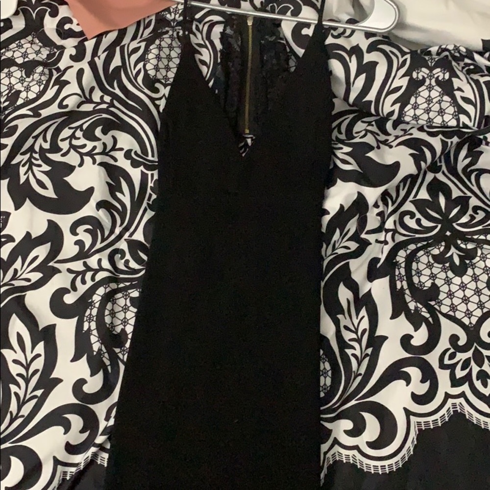 Black lace backless dress